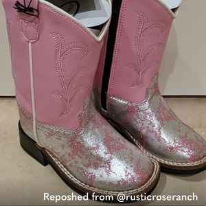 Pink & Silver Toddler Cowboy Boots